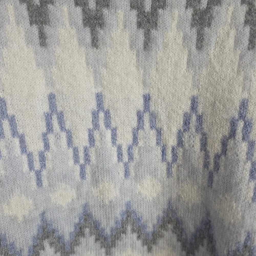 Frye Fair Isle Sweater Womens Medium Blue Geometric Super Soft Casual Transition
